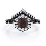Tiara 1.40 Ct Round Cut Lab Created Black Opal Bridal Set
