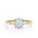 1.1 Ct Oval Cut Lab Created Opal Five Stone Engagement Ring