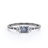 1 Ct Round Salt and Pepper Diamond Cluster Engagement Ring