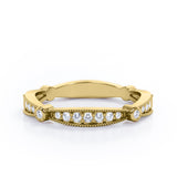 Milgrain Pave 0.15 TCW Round Cut Stackable Ring