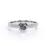 Antique Filigree 1 Carat Round Cut Mystic Black Rutilated Quartz Bezel Set Engagement Ring in Rose Gold