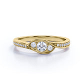 Antique Bezel Three Stone 1.25 CT TDW Round Cut Diamond Channel Set Engagement Ring