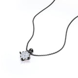 Sparkling Flower 0.45 carat Round Moissanite and Diamond Pendant Necklace in 18k Black Gold Over Silver