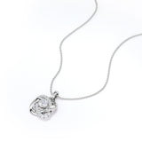 Fancy Knot 1.10 Carat Round Certified Moissanite and Diamond Swirl Pave Pendant Necklace in Black Gold