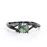 Split Shank 0.75 Carat Round Cut Moss Agate Promise Ring