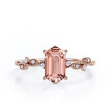 Vintage Wavy Milgrain 0.5 carat Hexagon Morganite and Diamonds Engagement Ring in Rose Gold
