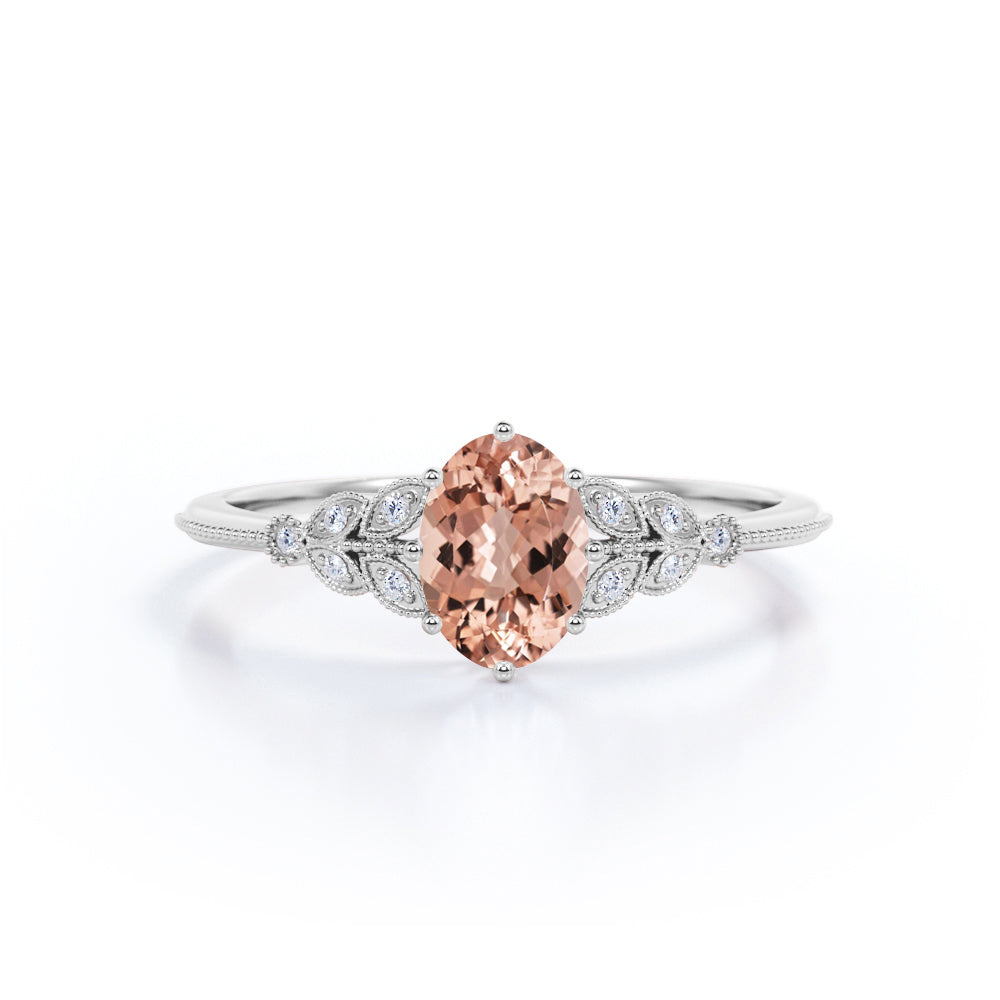 1.25 ct Oval Morganite Nature-Inspired Engagement Ring