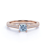 Vintage Style 1.50 Carat Cushion Cut Aquamarine Solitaire Engagement Ring in White Gold