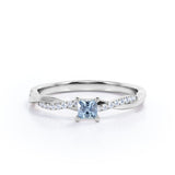 Twisted 1.10 ct Princess Aquamarine Infinity Engagement Ring