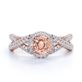 Infinity 1.50 ct Round Morganite Halo Engagement Ring