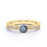 Tapered 0.65 Ct Round Salt and Pepper Diamond Engagement Ring