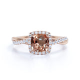 Infinity 1.25 ct Cushion Morganite Halo Engagement Ring