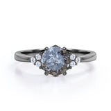 Seven Stone 0.60 Ct Round Salt and Pepper Diamond Engagement Ring
