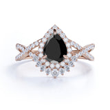 1.75 ct Pear Lab Black Diamond Infinity Engagement Ring