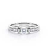 Certified Channel Set 0.50 Ct Princess Lab Diamond Engagement Ring