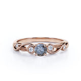 Bezel 0.75 Ct Round Salt and Pepper Diamond Engagement Ring