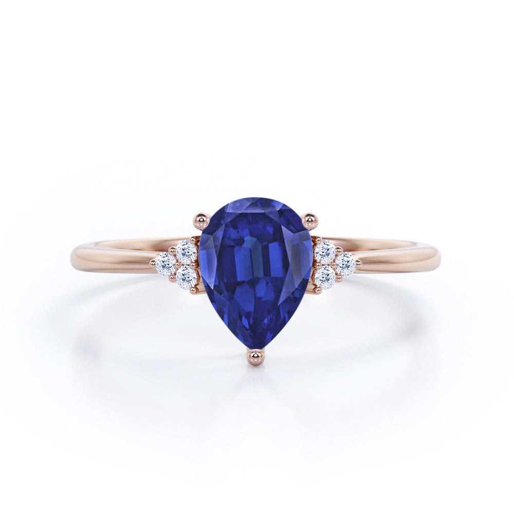 0.5 Ct Pear Cut Lab Sapphire Seven Stone Engagement Ring