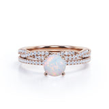 Twisted 1.50 Ct Round Cut Opal Bridal Set