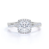 Halo 1.50 Carat Cushion Cut Moissanite Engagement Ring