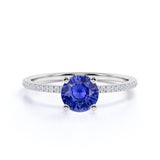 1.25 Ct Round Cut Lab Sapphire Solitaire Engagement Ring