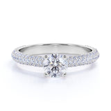 1 Ct Round Cut Diamond Micro Pave Engagement Ring