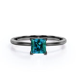 1 Ct Square Lab Alexandrite Solitaire Engagement Ring
