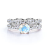 1.75 ct Round Rainbow Moonstone Infinity Wedding Set