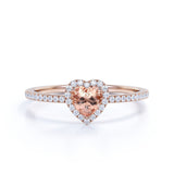 1.50 ct Heart Morganite Halo Engagement Ring