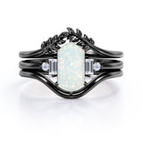 Nature 1.15 Ct Hexagon Cut Lab Created Opal Wedding Ring Set