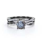 Infinity 0.65 Ct Round Cut Salt and Pepper Diamond Wedding Ring Set