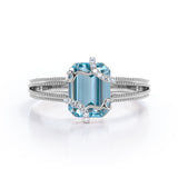 1.50 ct Emerald Aquamarine Split Shank Engagement Ring