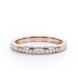 Minimalist 0.15 TCW Round-Shaped Diamond Flush-Channel Design Wedding Band in 10K White Gold