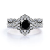 2 ct Trio Lab Black Diamond Wedding Ring Set