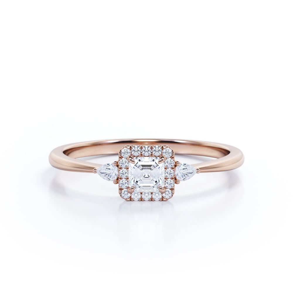 0.50 Ct Princess Lab Diamond Trilogy Engagement Ring