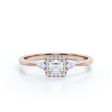 Certified 0.50 Ct Princess Lab Diamond Trilogy Engagement Ring