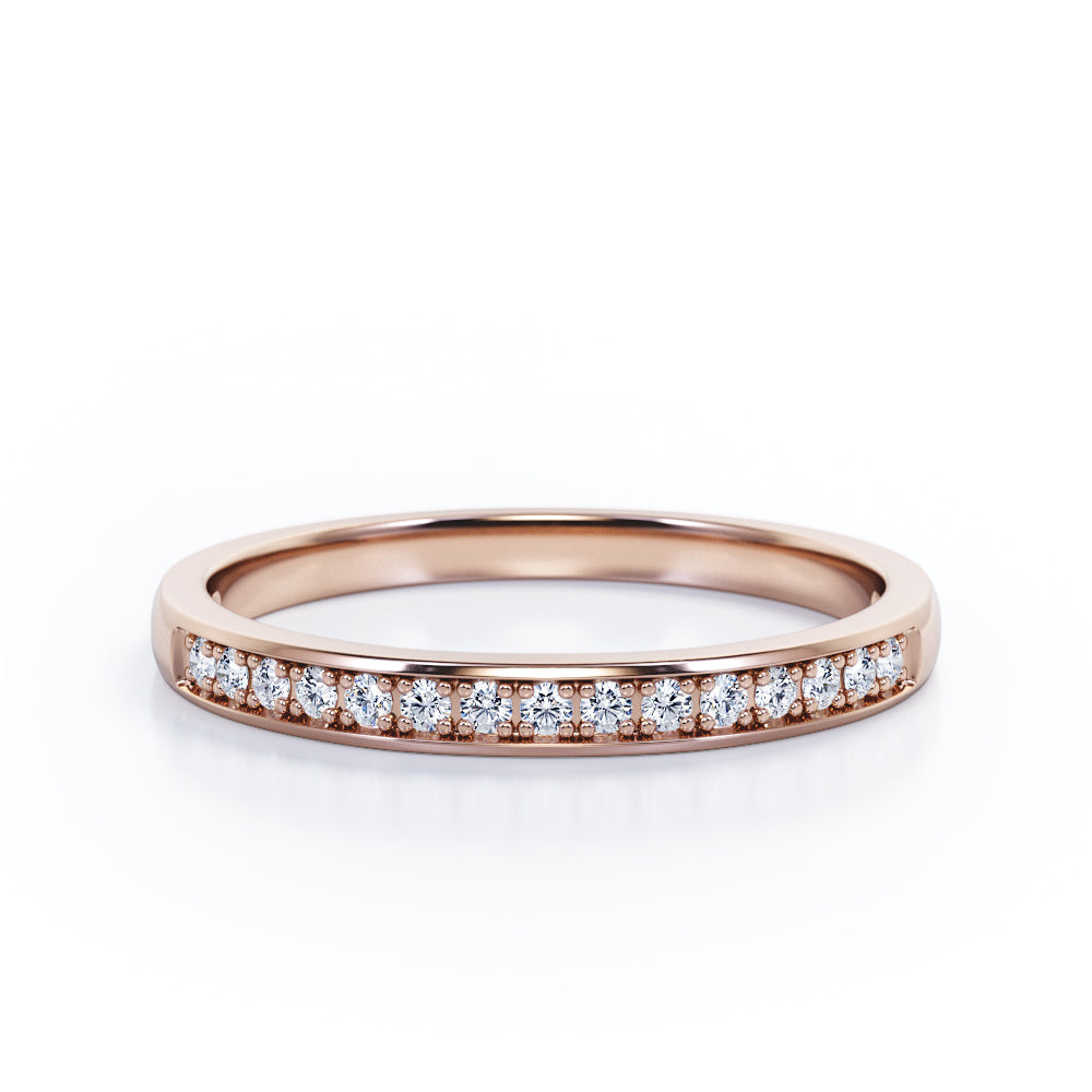 Semi Eternity 0.15 TCW Pave Accented Wedding Band