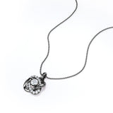 Fancy Knot 1.10 Carat Round Certified Moissanite and Diamond Swirl Pave Pendant Necklace in Black Gold