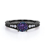 1.25 Ct Round Lab Alexandrite Filigree Engagement Ring