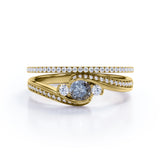 1.25 Ct Round Salt and Pepper Diamond Bypass Wedding Ring Set