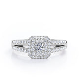 Milgrain 1 Ct Round Diamond Split Shank Engagement Ring