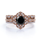 2 ct Trio Lab Black Diamond Wedding Ring Set