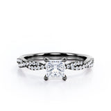 Certified Twisted 0.50 Ct Princess Lab Diamond Engagement Ring