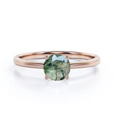 Solitaire 1.5 Carat Round Cut Moss Agate Engagement Ring