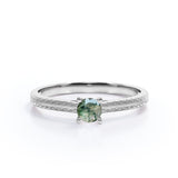 Dainty 1 Ct Round Cut Moss Agate Solitaire Engagement Ring