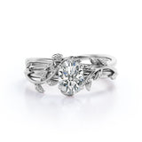 1 Carat Oval Cut Moissanite  Butterfly Style Wedding Ring Set In White Gold