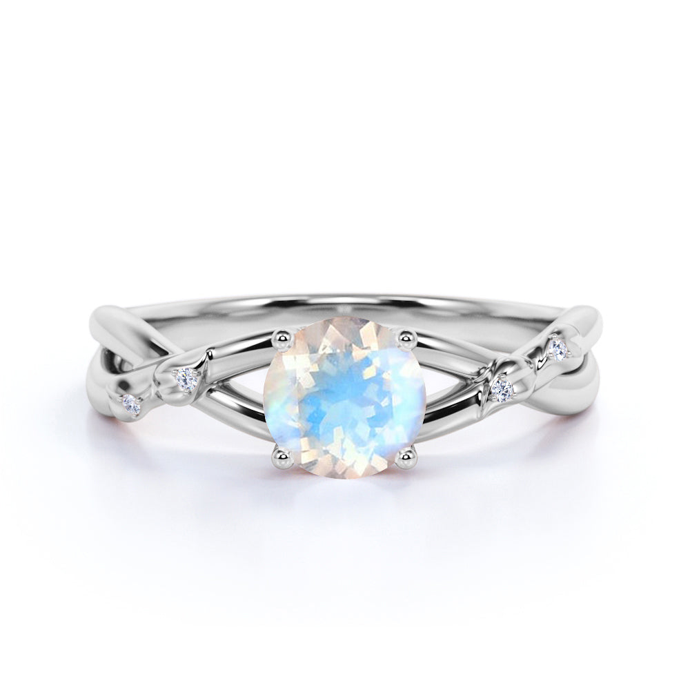 Twisted Twig 1.35 ct Round Moonstone Engagement Ring