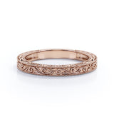 Vintage Filigree Plain Wedding Ring Band
