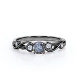 Bezel 0.75 Ct Round Salt and Pepper Diamond Engagement Ring