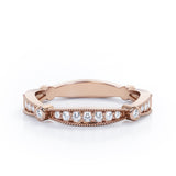 Milgrain Pave 0.15 TCW Round Cut Stackable Ring