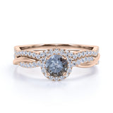 Halo 1.25 Ct Round Salt and Pepper Diamond Wedding Ring Set